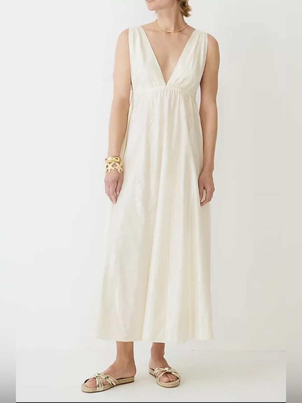 Nwt J Crew Plunge Neck Metallic Beach Dress Size Small